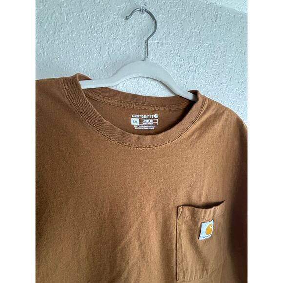 Carhartt Brown K87 Loose Fit Short Sleeve Pocket T-shirt Size 2XL - Picture 2 of 10